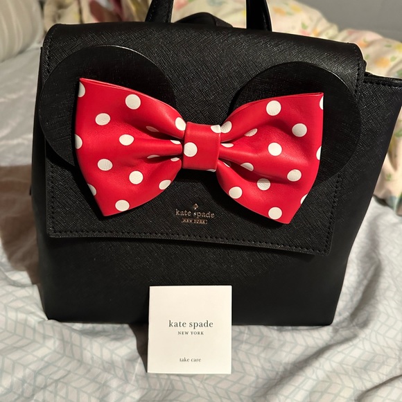 Kate Spade Disney Minnie Mouse Neema Black Backpack Red - Picture 7 of 13